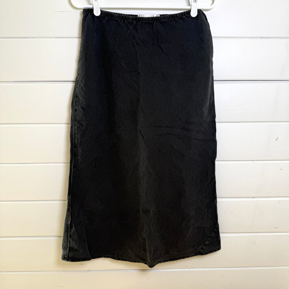 Cut.Loose Mini Skirt Womens Small Black A line Midi High‎ Waisted Elastic Waist
